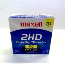 VTG NOS Maxell MF2HD High Density 3.5” Floppy Disks 1.44 MB PC 10 PK picture