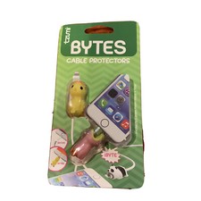 Tzumi Bytes Silicone Universally Fitting Cable Protector 2 Pack Pink Bird Ducky picture