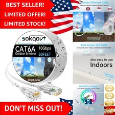 Durable 50ft Cat6a Ethernet Cable, Direct Burial, Weather-Resistant Design picture