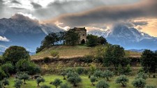Landscape r nature old building mountains hills italy Custom Gaming Mat Desk picture