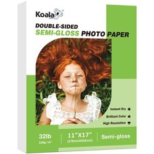 100 PCS Thin Double Sided SemiGloss Photo Paper 11x17 Inch 32LB Laser Ink picture