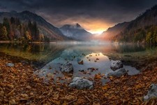 Landscape fall sunlight leaves nature mountains Custom Gaming Mat Desk picture