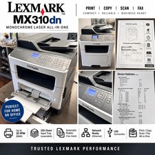 Lexmark MX310dn All-in-One Monochrome Laser Printer Copy Scan Fax Duplex picture