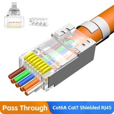 50PCS Cat6A Cat7 Pass Through Shielded RJ45 connector 8P8C Gold Plated Data Plug picture