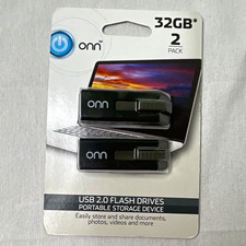 onn. 32GB USB 2.0 Flash Drive 2-Pack Black PC/Mac Sliding Cover ONA19DS005 picture