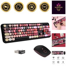 Elegant Black Colorful 2.4GHz Wireless Keyboard and Mouse - Enhanced Efficiency picture