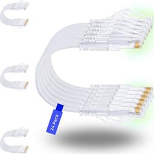 Pack Cat6a Ethernet Patch Cables 5ft Slim RJ45 Snagless 10Gbps White picture