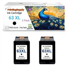 2x63 XL Hi-Yield BK Ink For HP 63XL Envy 4510 4511 4512 4513 4516 4520 4522 452 picture