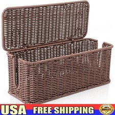 Elegant Rattan Cable Management Box Organizing Cords Power Strips & Routers New picture