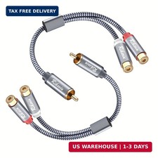 RCA Splitter Cable, 2-Pack Nylon Braided RCA Y Adapter - 1 Male 2 Female Audio C picture
