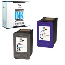 2 PK Ink Cartridges for HP 56 57 Black Tri-Color Color Cartridge Fits Deskjet picture