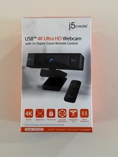 j5create - USB 2160 (4K) Webcam with 5x Digital Zoom Remote Control - Black picture