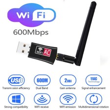 600Mbps Wireless USB Wifi Adapter Dongle Dual Band 2.4G/5GHz W/Antenna 802.11AC picture