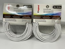 LOT OF 2 Legrand On-Q 50 Foot Cat 5e Patch Cable White AC3550WHV1 picture