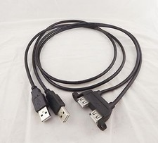 1x 90cm Dual USB 2.0 A Female Socket Panel Mount To 2 USB A Male Extension Cable picture