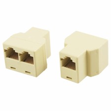 2 Pcs Khaki 3 Way RJ45 LAN Network Ethernet Splitter Connector picture