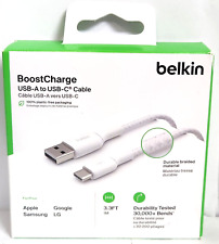 Belkin BoostCharge Braided USB-C to USB-A Cable (1m / 3.3ft, White) NEW picture