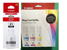 Genuine Canon GI-21 Ink Bottle Combo-B/C/M/Y Setup for MegaTank printer-OEM-4PK picture