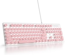 Wired Quiet Membrane Keyboard,Full Size 104-Keys Retro Punk Typewriter White LED picture