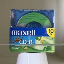 Maxell Mini CD-R 210MB 24 Min 10 Pack 3” Recordable Discs NEW SEALED NOS E41 picture