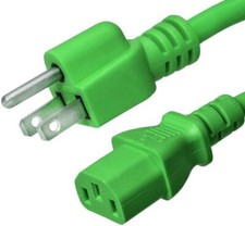 5 PACK LOT 10ft 5-15P - C13 Green Power Cord 18AWG 10A/1250W 125V 3-Prong 3M picture