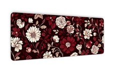 Burgundy Flower Pattern Mousepad Desk Mat for Office & Home, Floral Plant Mou... picture