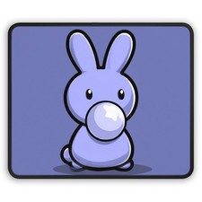 Purple Bubblegum Bunny Gaming Mouse Pad | Cute Cartoon Rabbit picture