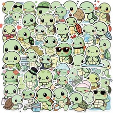 Aigemumy 50 PCS Cute Turtle Stickers Animals Sticker Waterproof Vinyl Green picture