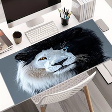 A Modern Creative Mouse Pad Featuring a Lion'S Face, Designed in Black And Whi picture