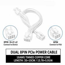6 Pin to Dual (2) 8 Pin GPU Pcie Adapter For PC Computer GPU Power Cable picture