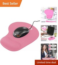 Pink Ergonomic Mouse Pad with Smooth Surface and Wrist Rest for Gaming Comfort picture