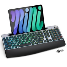 Large Print Backlit Wireless Keyboard,2.4G Full Size Ergonomic Keyboard with ... picture