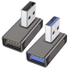 90 Degree USB 3.0 Adapter 2 Pack Left and Right Angle USB-A Male to Female Ex picture