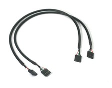 USB Header Cable 5-Pin 1x5 Case to Mainboard 16 inch Black (2-PACK) picture