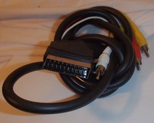 21 Pin Scart to 3 RCA Male Triple Cable Composite Audio Video Lead Black Adapter picture
