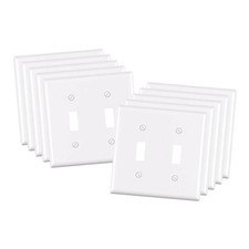 10 pack Jumbo 2-Gang Toggle Switch Wall Plate Polycarbonate Gloss White picture