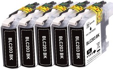 5P BLACK Printer Ink +Chip fits Brother LC203 MFC J880DW J5520DW J885DW J485DW picture