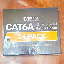 Everest Media Solutions CAT6A Ultra-Slim Flat Ethernet Cable 5 ft Gray 24 Pack picture