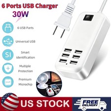 Multi 6 Port USB Hub Wall Charger Station Fast Charging Desktop AC Power Adapter picture