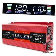 1000W Red Car Power Inverter - DC 12V to 110V Converter with LCD - 2000W picture