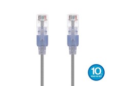 SlimRun Cat6A Ethernet Patch Cable Network RJ45 Stranded UTP 30AWG 3ft Gray 10pk picture