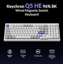 Keychron Q5 HE 96% 8K Wired Gaming Keyboard (White) Magnetic Lime Switch Hall picture
