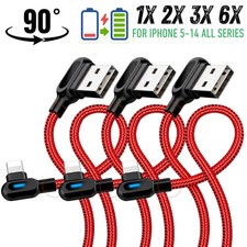 3Ft 90 Degree Right Angle USB Fast Charger Cord For iPhone 14 13 12 11 XR SE 8 7 picture
