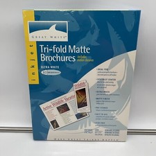 GREAT WHITE TRI-FOLD Matte BROCHURES, SET OF 48 with closures, (SEALED) picture