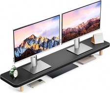 Dual Monitor Stand Riser, 39 Inch Extra Long Wooden Desktop Monitor Riser wit... picture