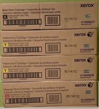 4 Genuine Xerox Drum Cartridges 013R00658 Yellow 013R00659 Magenta 013R00657 Blk picture