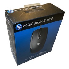 HP X500 Wired USB Mouse Black Optical 3-Button Ambidextrous E5E76AA NIB Sealed picture