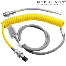 Custom PC Braided Coiled Aviator GX16 USB-C Mechanical Keyboard Gaming Cable Set picture