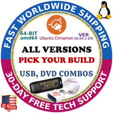 UBUNTU CINNAMON LINUX OS LTS 64-BIT AMD64 RESOLUTE RACCOON DVD/USB MAC/PC picture