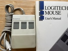 NICE: Vintage Logitech P7-3F 3-Button PS2 Ball Mouse + Manual picture